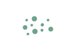 Icon of a cluster of teal-colored dots. 