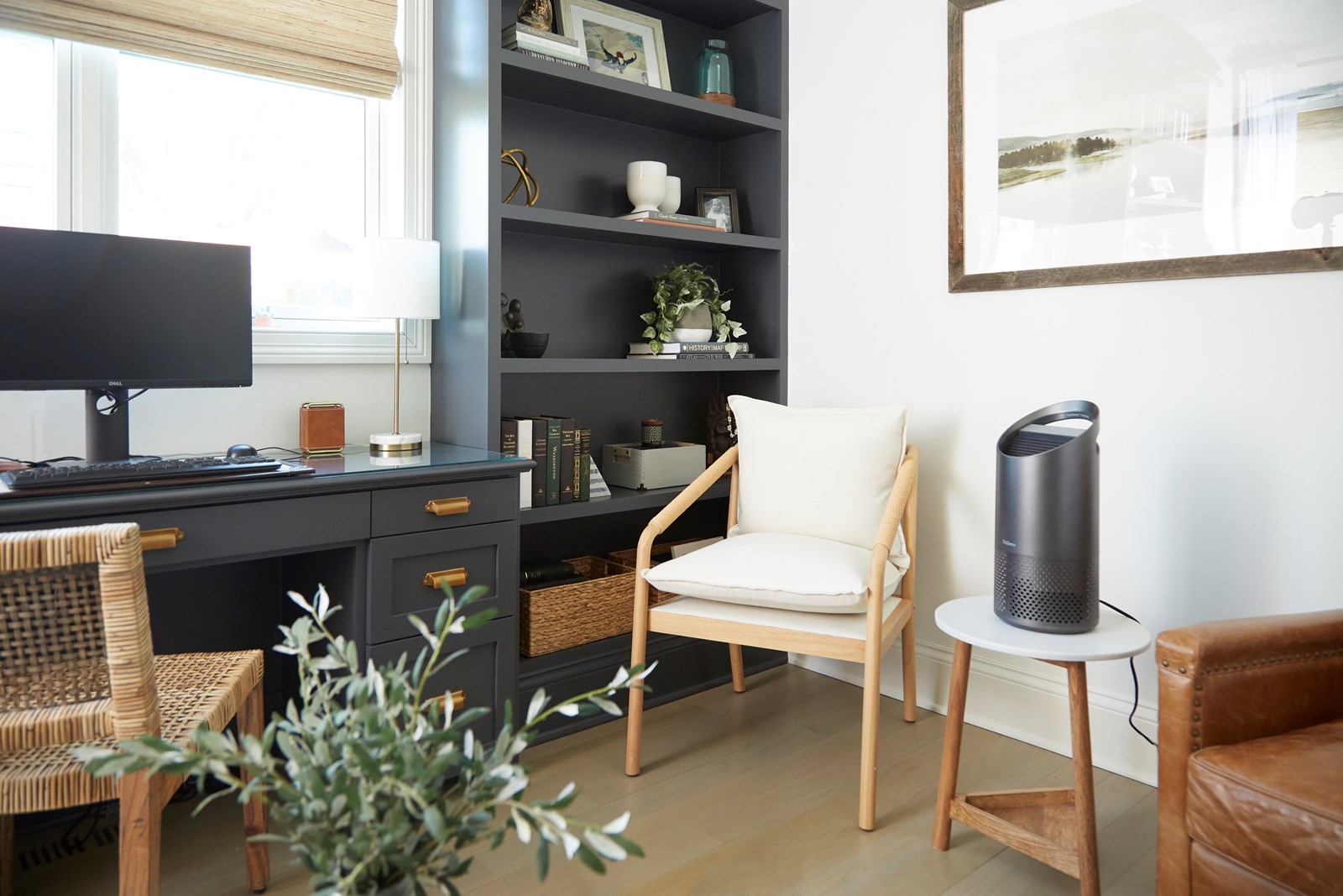 TruSens Small Charcoal Air Purifier in a home office space.