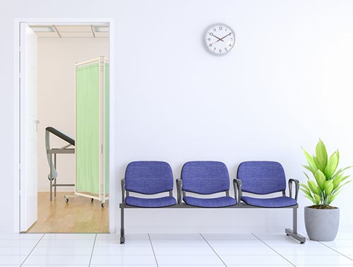 Waiting area outside medical room