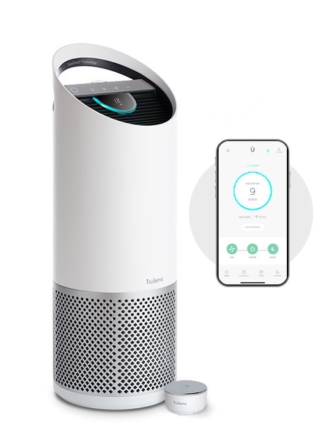 Large TruSens Smart Air Purifier, accompanied by the enhanced SensorPod and TruSens app. 