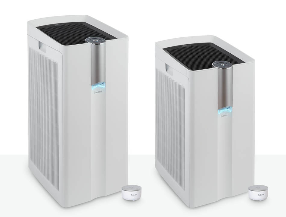 Group of two performance air purifier sizes