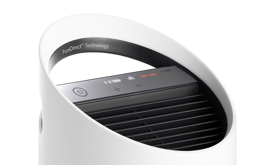 Close-up on the top of a small TruSens Air Purifier.